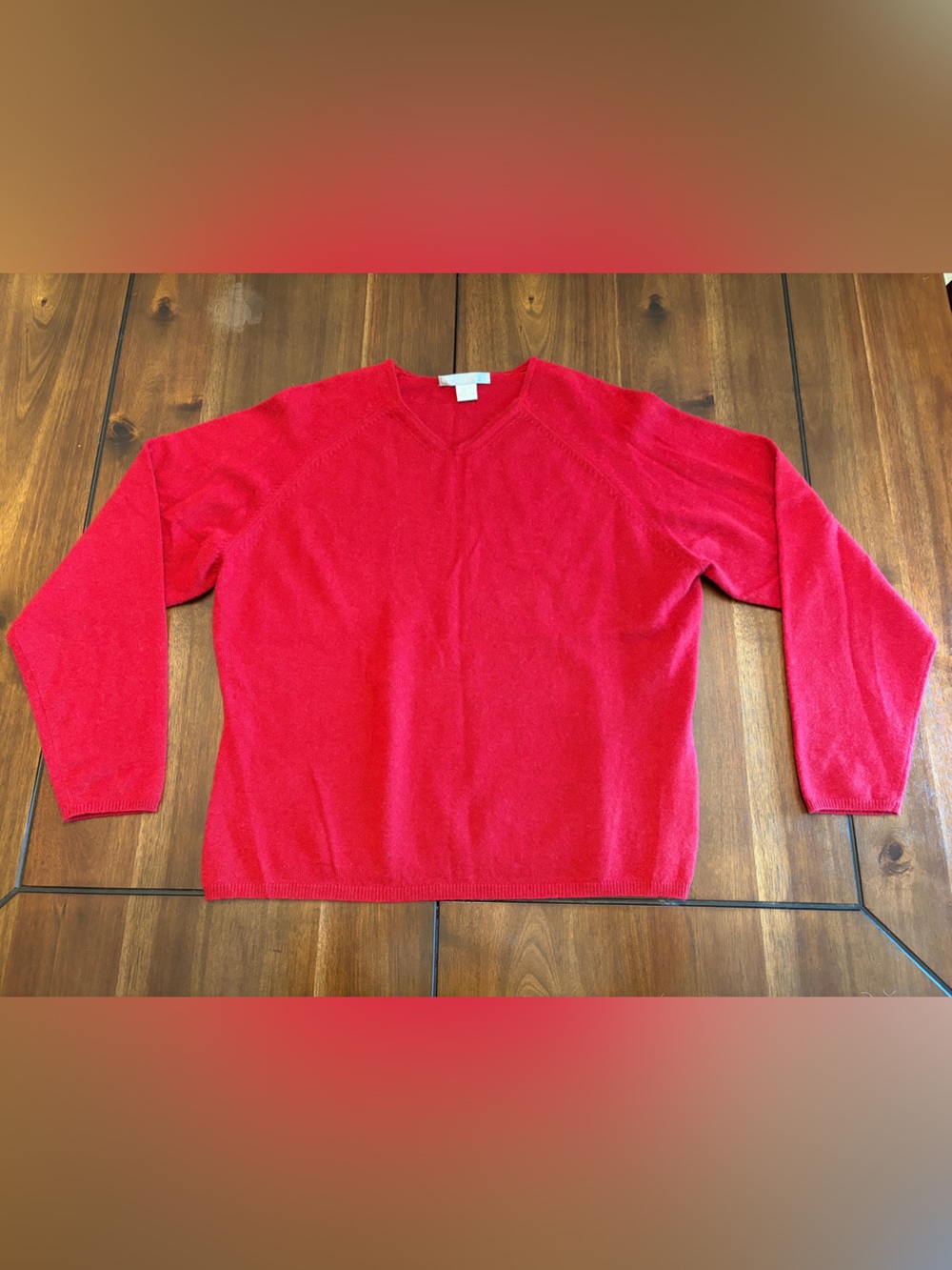 Red V-Neck Cashmere Sweater